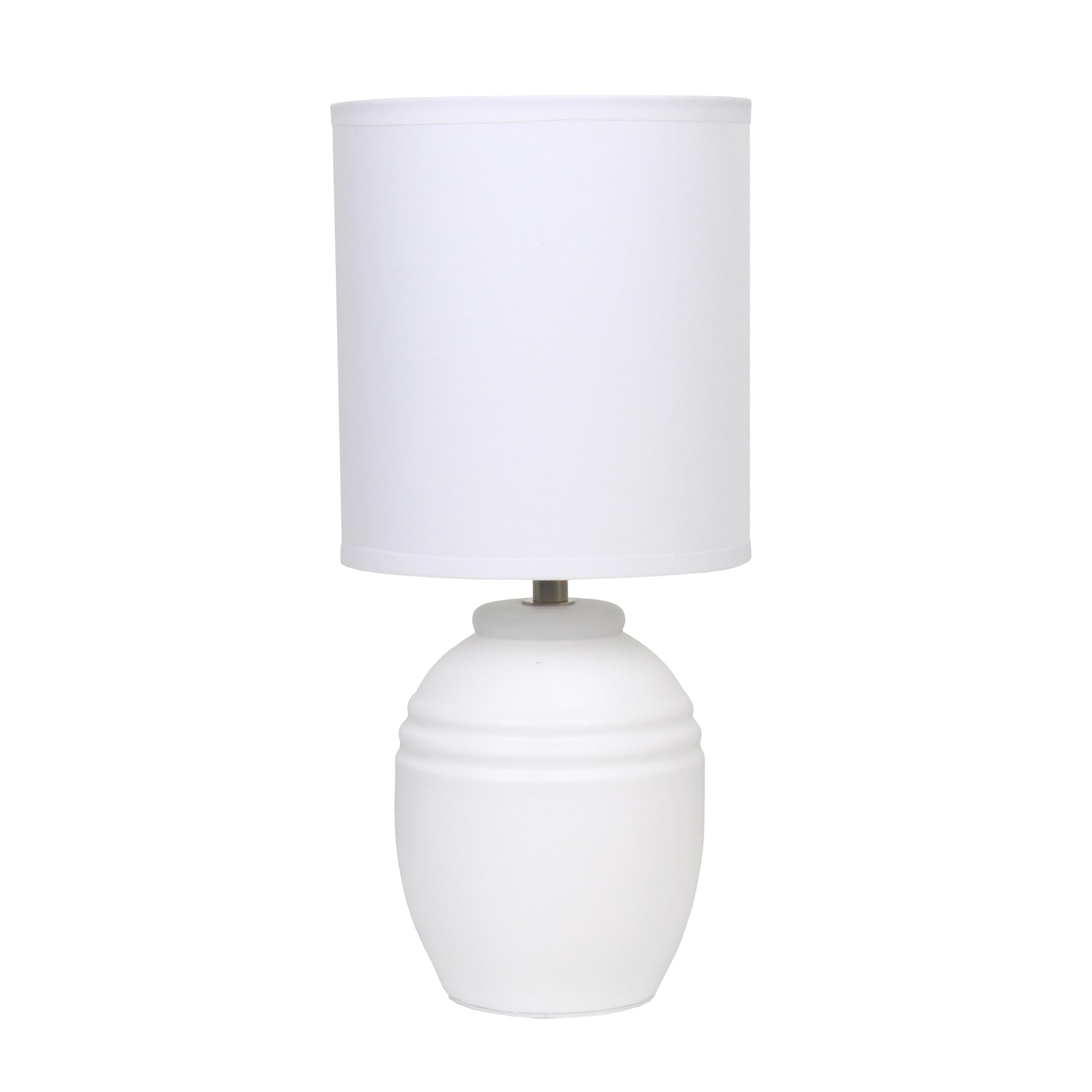 Simple Designs LT1164-OFF 12.5 Chic Glow Mini Classic Jar Table Lamp with Fabric Shade  for Bedroom  Office  Living Room  Stylish Spaces  Off White
