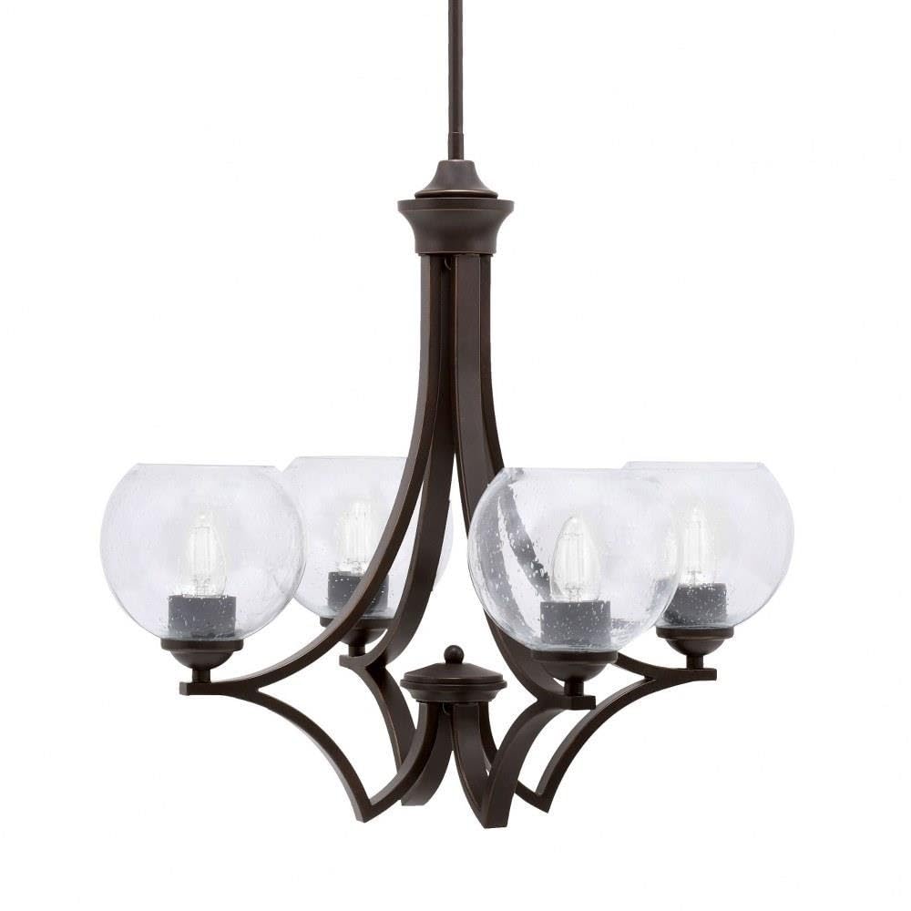 Toltec Lighting 564-DG-4100 Zilo - 4 Light Uplight Chandelier-19.75 Inches Tall and 20.75 Inches Wide, Finish Color: Dark Granite, Glass Color: Clear Bubble