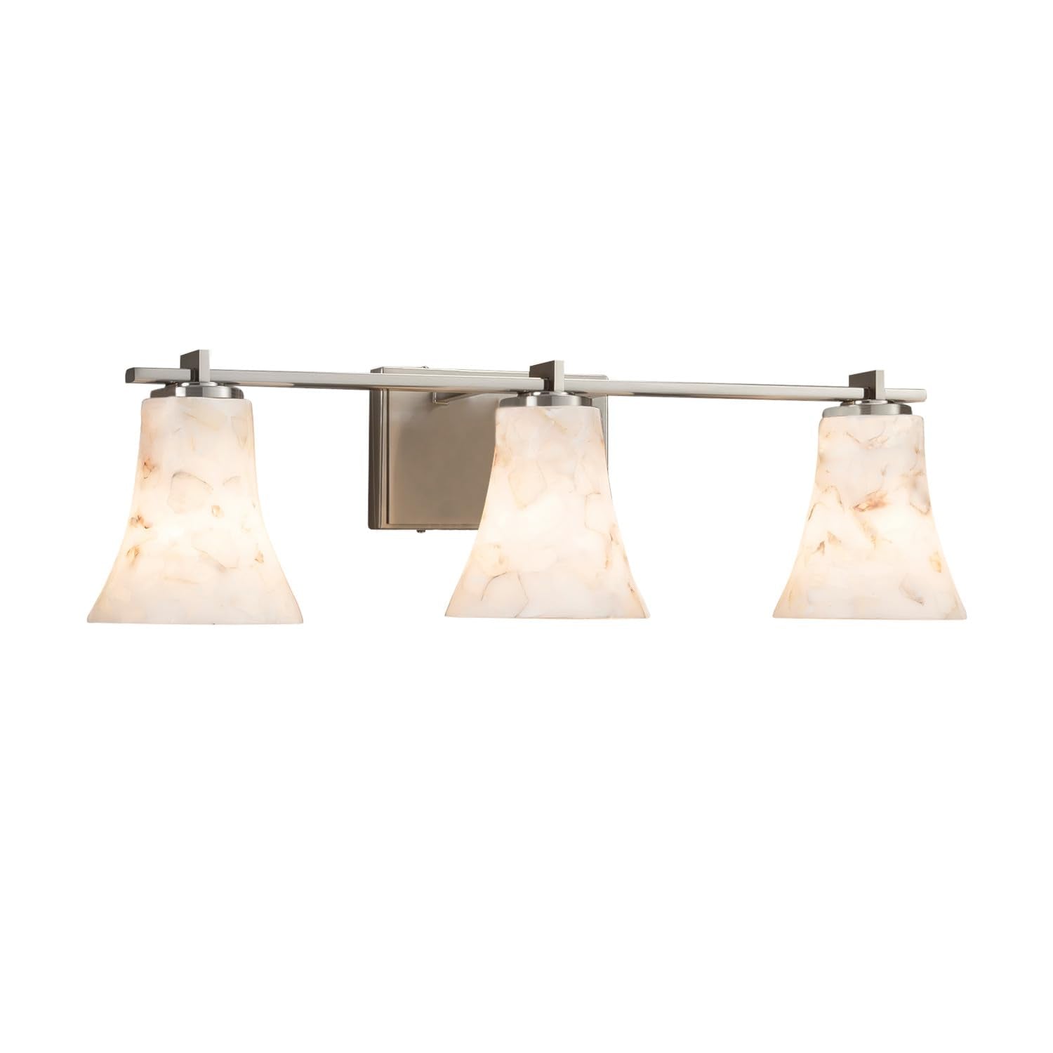 Alabaster Rocks! - Era 3-Light Bath Bar - Round Flared Alabaster Rocks Shade - Brushed Nickel Finish