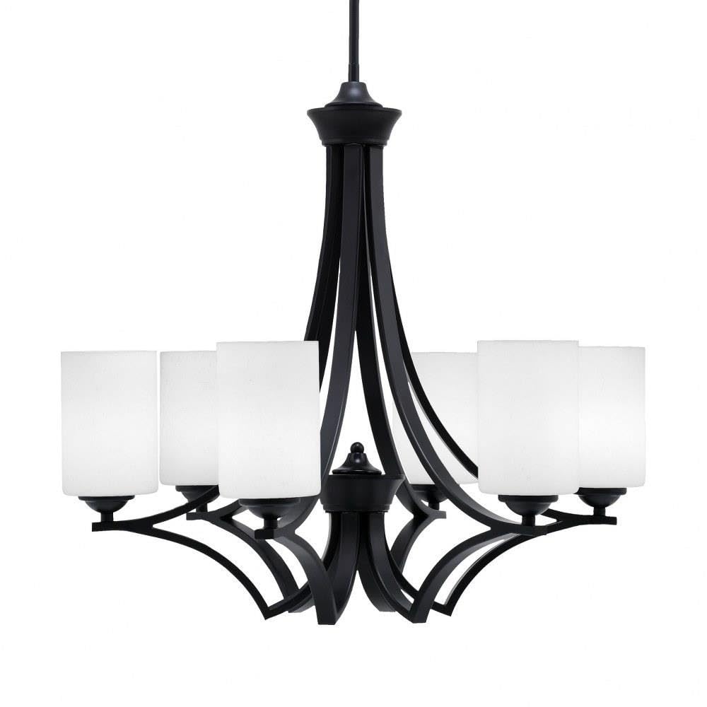 Toltec Lighting 566-MB-310 Zilo - 6 Light Uplight Chandelier-23 Inches Tall and 24.75 Inches Wide, Finish Color: Matte Black, Glass Color: White Muslin