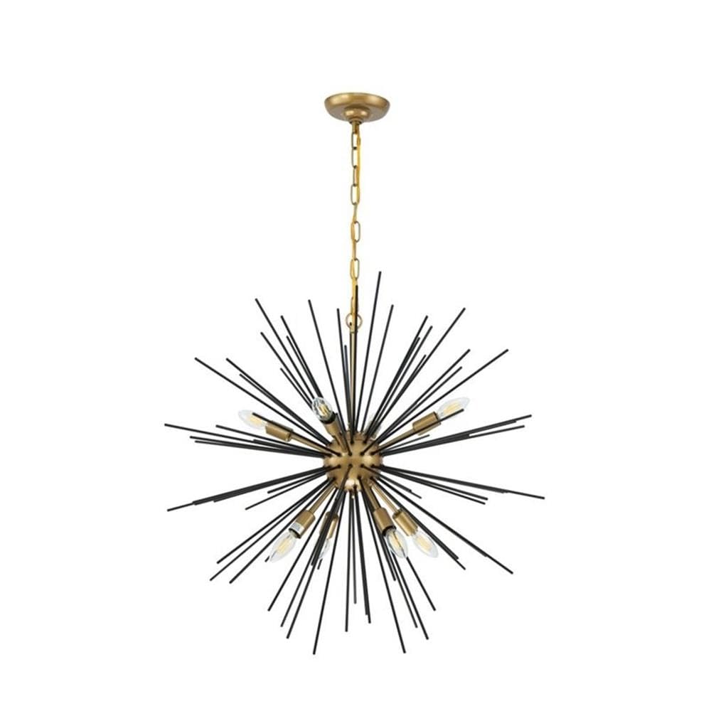 Living District 8-Light Metal Pendant Light, Brass & Black, Modern Ceiling Fixture