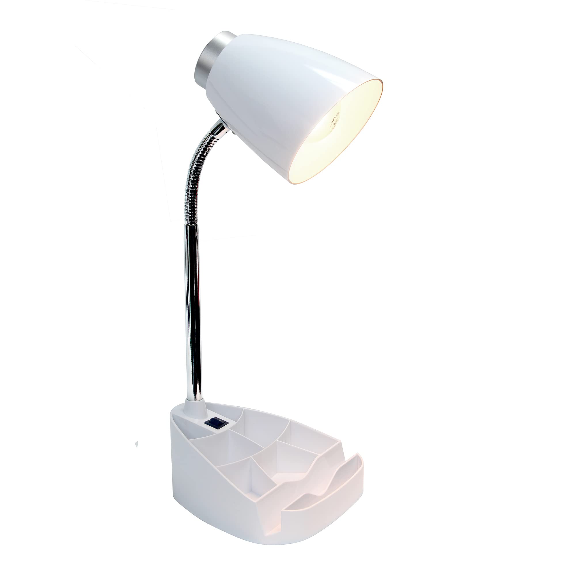 Simple Designs Gooseneck Desk Lamp With Ipad Holder, White, Abs Plastic, Model Ld1002-Wht, Pack Of 1