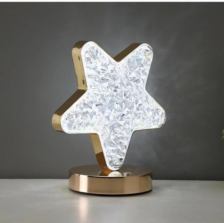 Star Lamp, 3 Colors Stepless Dimmable Table Lamp, Touch Control Stars Light, Usb Rechargeable Beside Lamp, Cute Night Light For