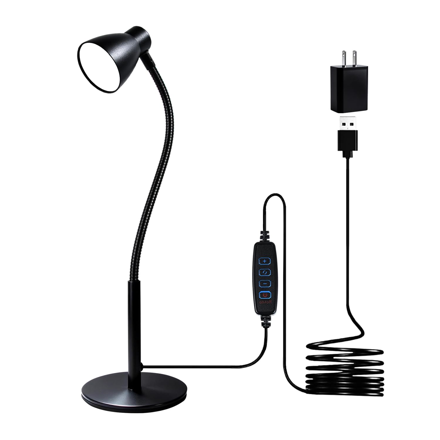 CeSunlight Small Dimmable Gooseneck LED Desk Lamp for Home Office, CRI 90+ Eye-Caring Reading Light, Adjustable Brightness, Perf