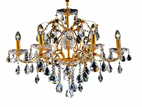 Elegant Lighting Royal Cut 6-Light Crystal Chandelier, 24 X 21, Gold Finish, Model 2016D24G/Rc