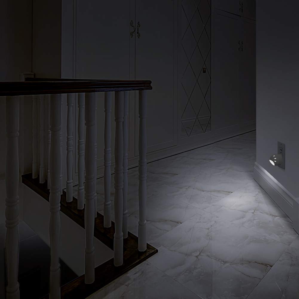 Emotionlite Plug-In Night Lights, Neutral White Led Nightlight, 360 Rotation, Dusk To Dawn Sensor, Kids, Adult, Bedroom, Hallway