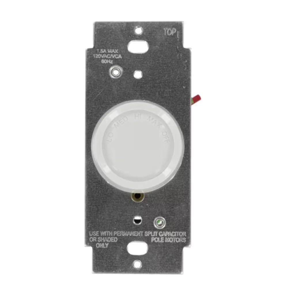 Leviton Rotary Ceiling Fan Wall Switch, Quiet 4-Speed Fan Control, 1.5 Amp, Single-Pole, with Ivory & Light Almond Knobs Include