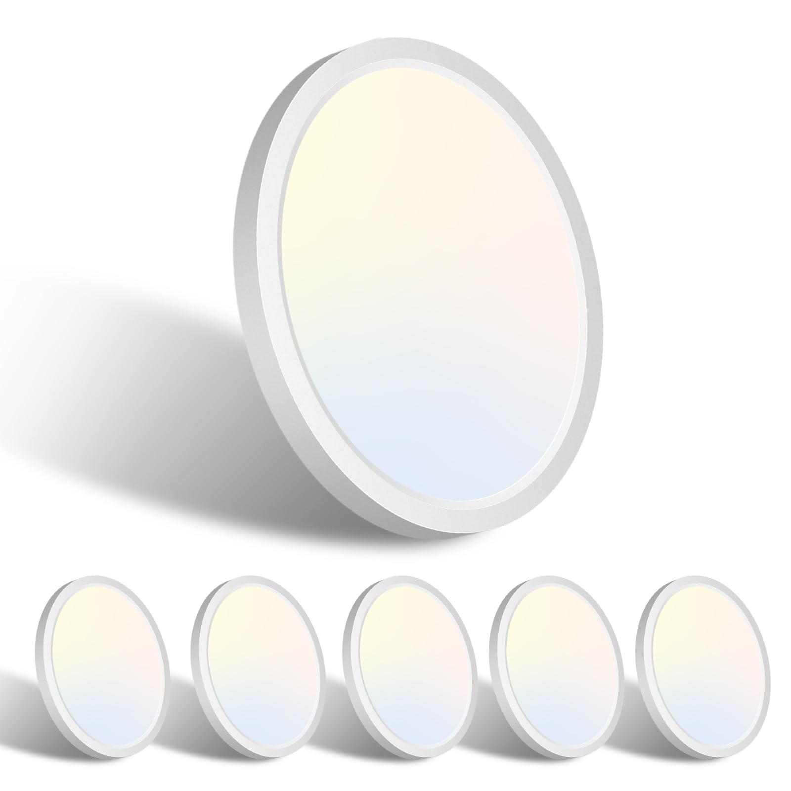 libtit 6 Pack 7 Inch Led Ceiling Light Flush Mount, 15W 1500Lm Ceiling Light Fixtures, 3000K/4000K/6500K Color Options, Round Su