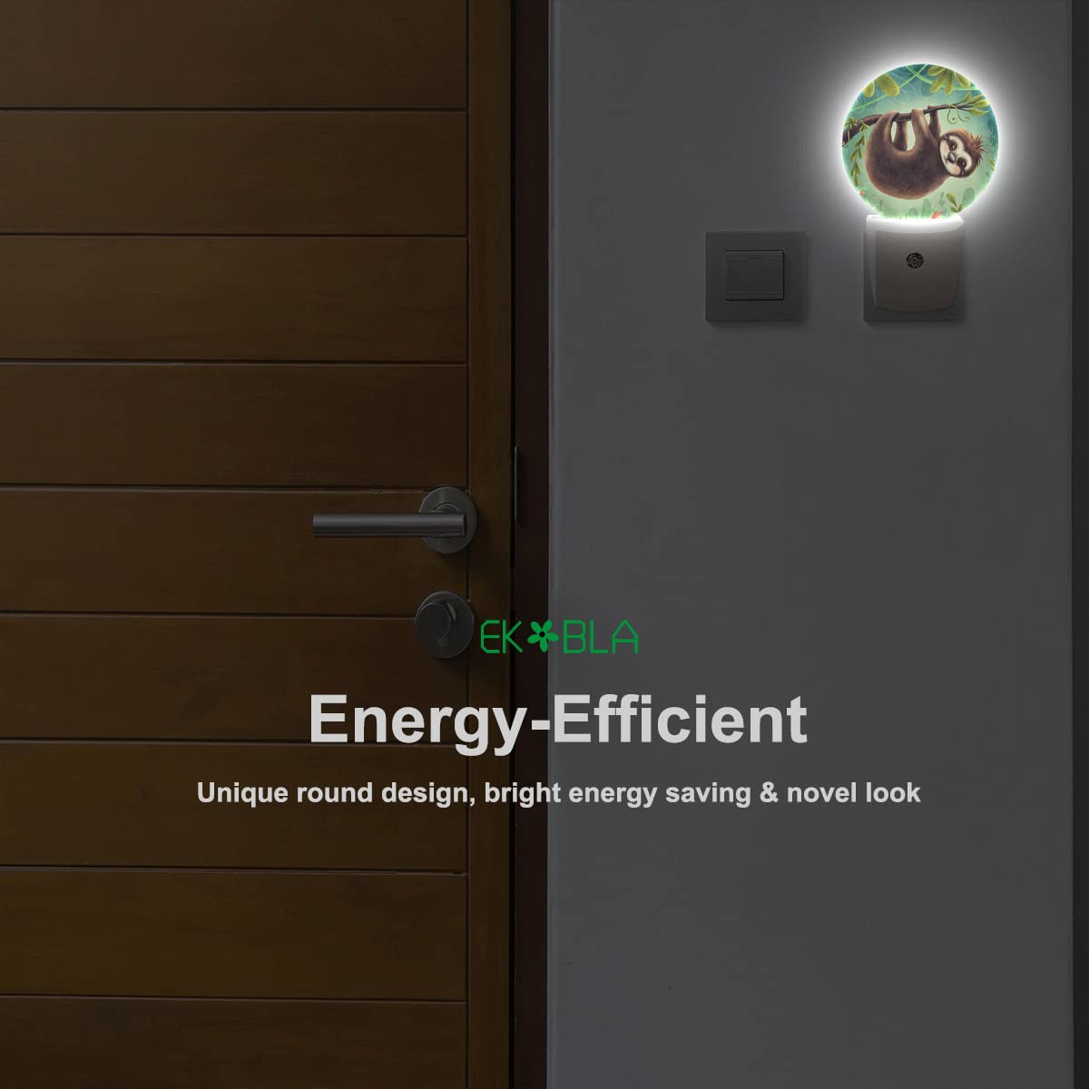 Ekobla Sloth Hanging On Tree Night Light Tropical Jungle Cute Animal Night Lights Plug Into Wall Dusk To Dawn Sensor Led Lamp Fo