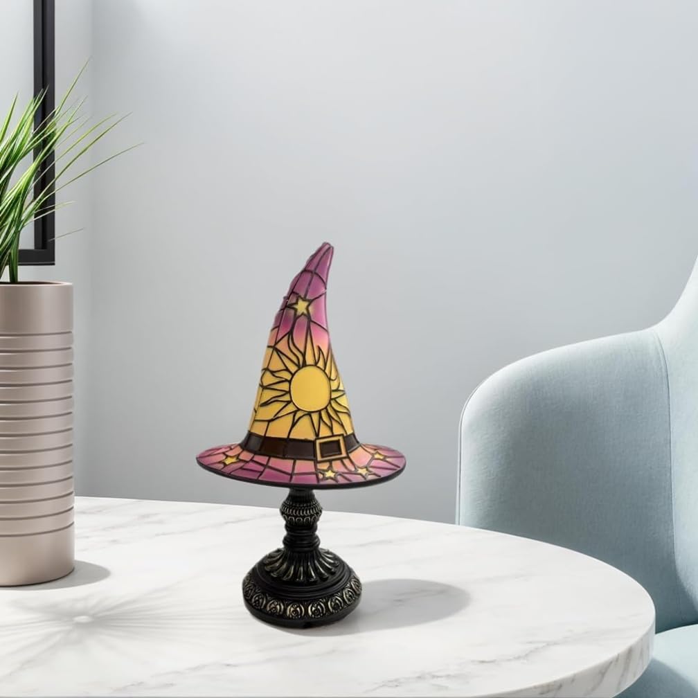Witch Hat Lamps Handmade Witch Hat Lights Unique Nightstand Night Light Bedroom Decoration Retro Resin Lamp for Indoor Party Hau