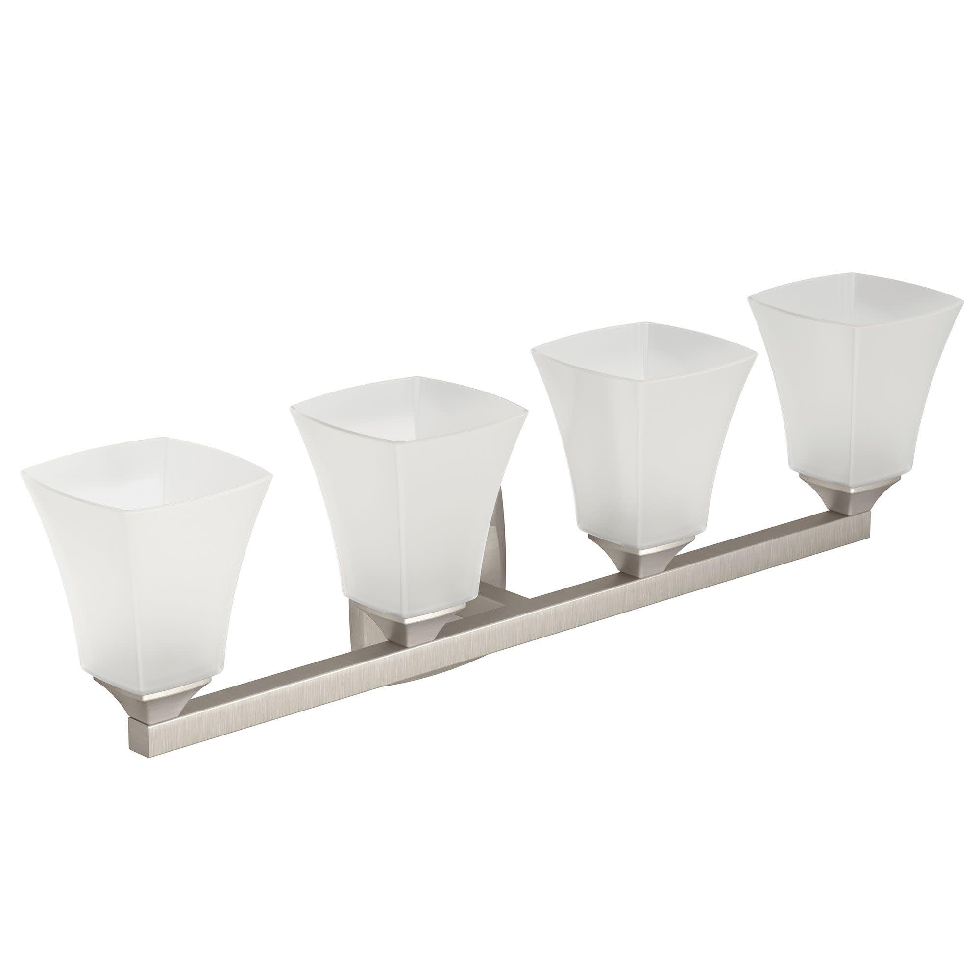 Moen Voss 4-Light Bath Vanity Fixture, Brushed Nickel, Frosted Glass, 7.24 x 9.61 x 32.76 in, Model YB5164BN