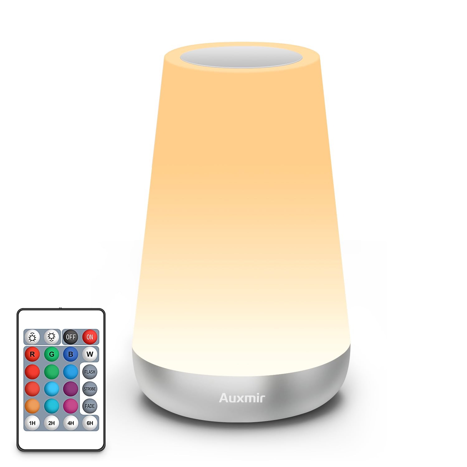 Auxmir Night Light, LED Touch Bedside Table Lamp, Remote Control Dimmable Light with RGB Color Changing, USB Rechargeable, Porta