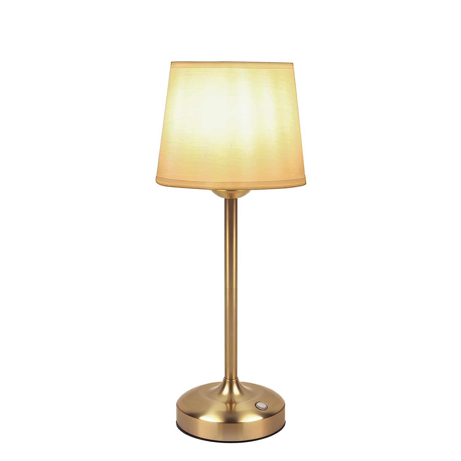 Deogos Cordless Table Lamp Gold with Dimmer, 4000mAH Battery Operated Lamp Rechargeable, 3 Color Temperature Touch Control Fabri