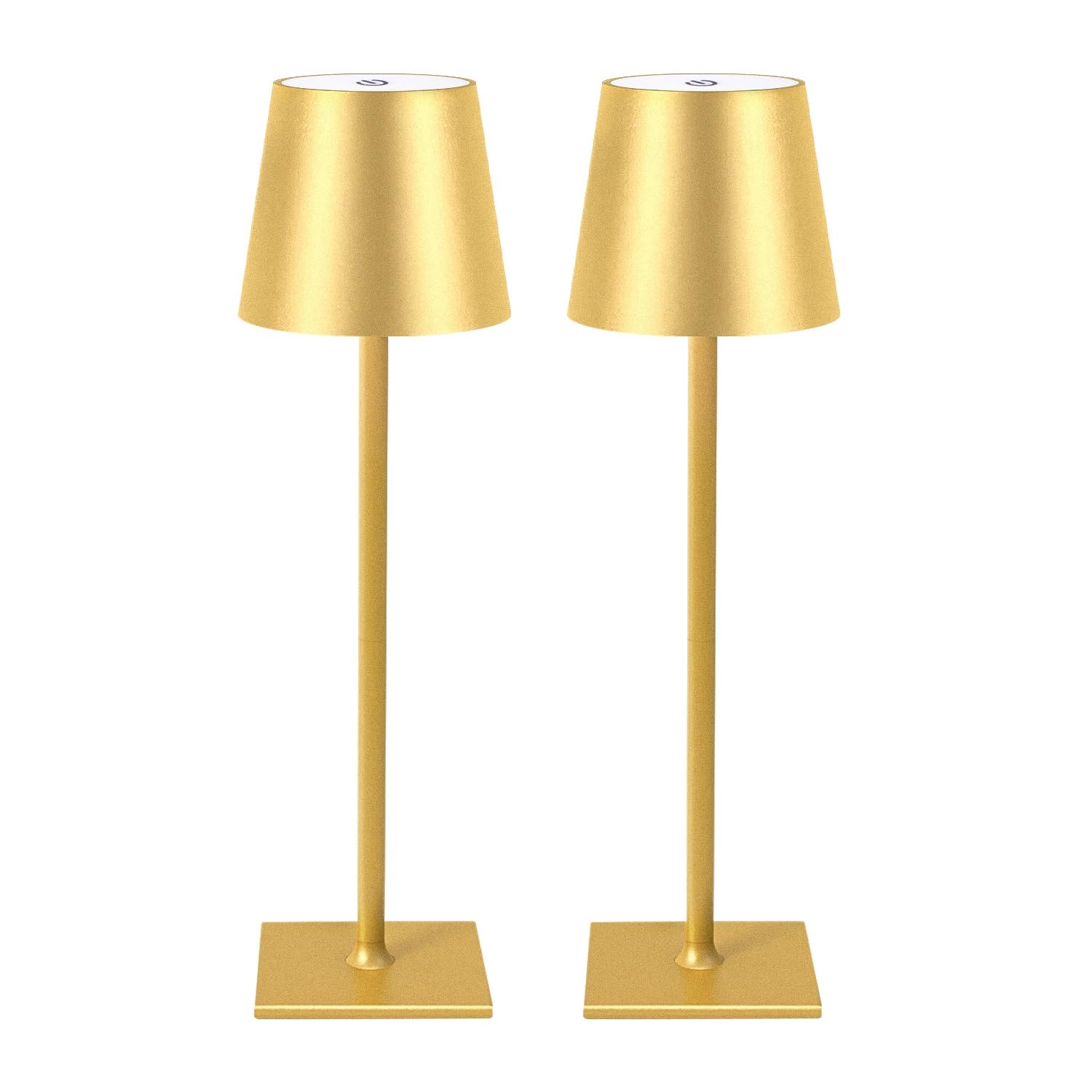 CHLORANTHUS Cordless Table Lamps, 2 Pack, Stepless Dimming, 5000mAh Battery, Gold