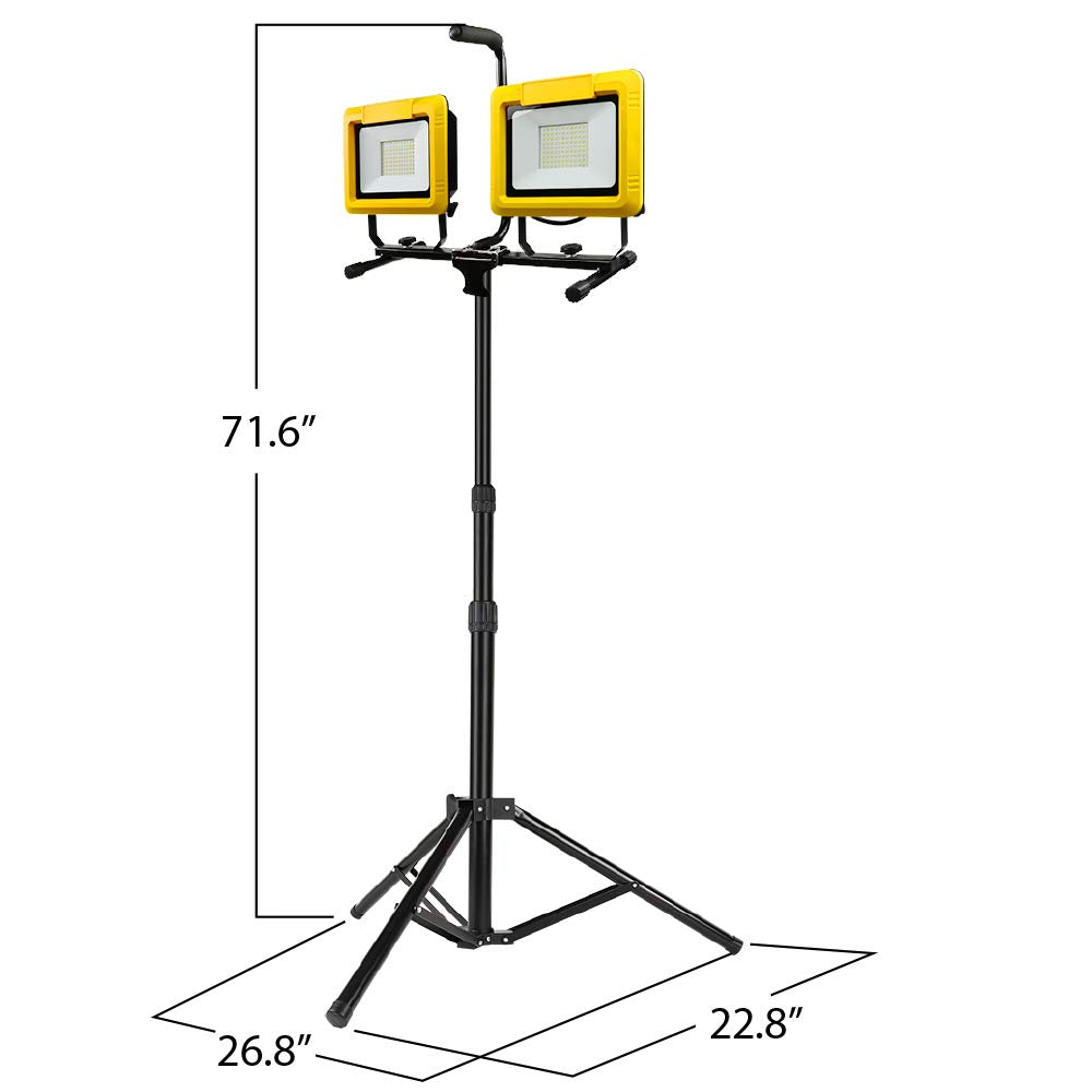 Feit Electric 140W Led Work Light, Dual Head, 14000 Lumens, Plug In, 30,000 Hour Life, Works With Or Without Stand, Ideal For Jobsites, Construction, Garages, Work14000Xltpplug