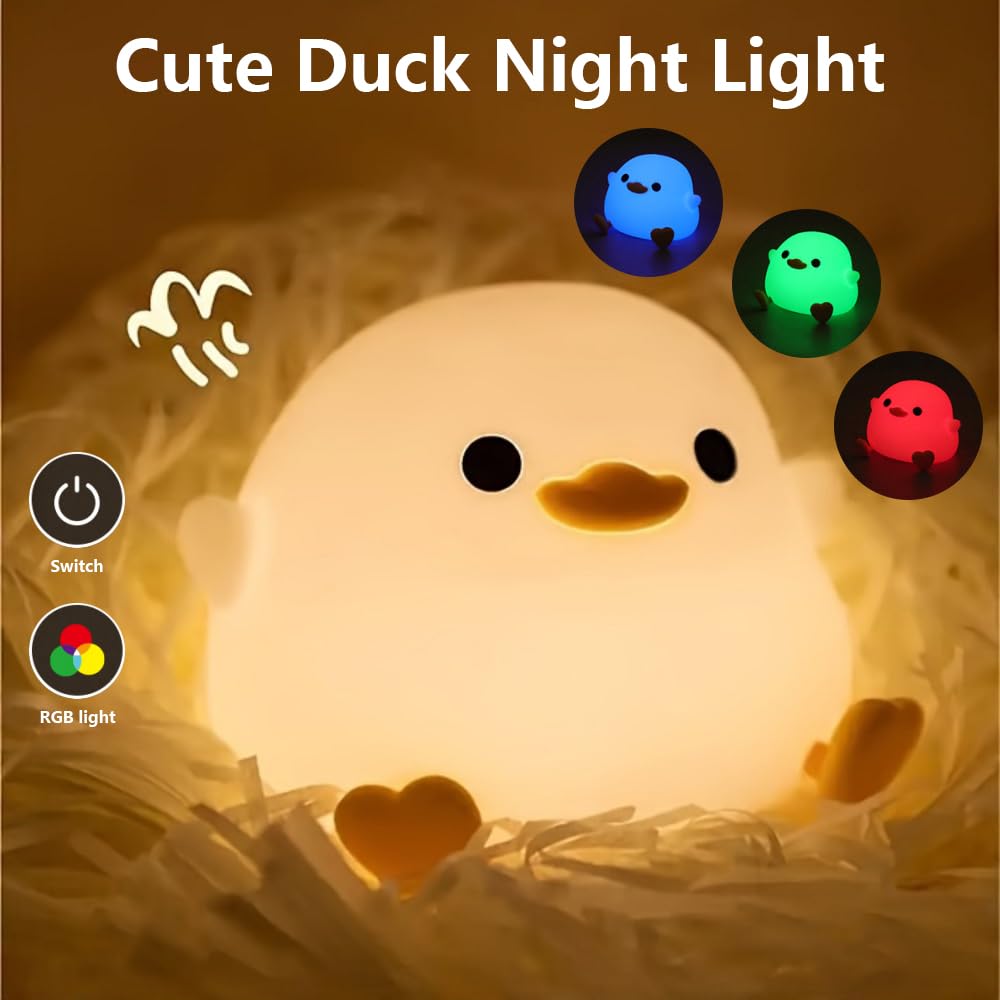 Ifthfour Dodo Duck Night Light  Led Cute Silicone Dimmable Nursery Lamp  Touch Sensor Lamp  Rgb & Warm White Light For Kids  Bedrooms  Dorm Decor  And Gift Ideas(Battery)