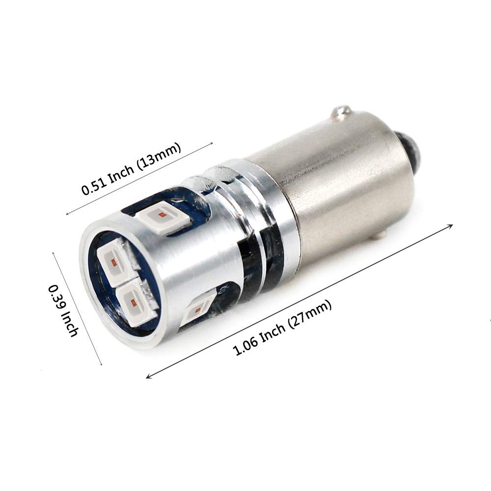 Phinlion Super Bright 2835 5-Smd 57 1816 1891 1893 3886X 64111 Ba9 Ba9S Led Red Bulbs For Courtesy Interior Dome Map Reading Glove Box License Plate Radio Lights