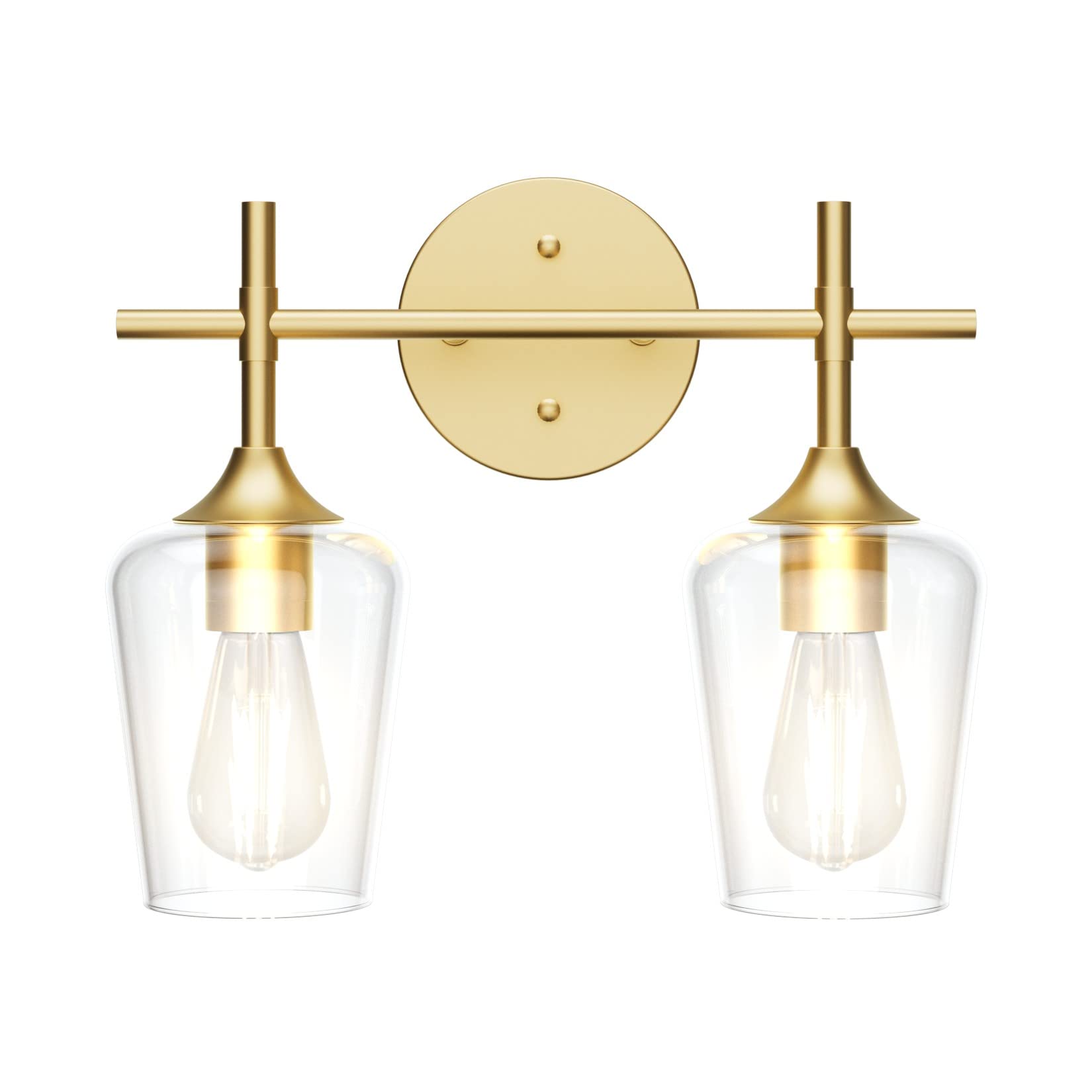 Ralbay Gold Bathroom Light Fixtures 2-Light Glass Wall Sconce Vanity Lighting Model 2031