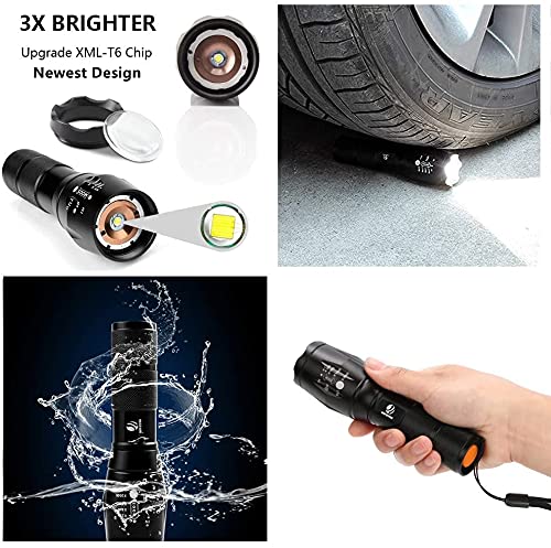 yIFeNG Tactical Flashlight S1000 - Ultra Bright, Zoomable 5 Modes, Pocket Size, 2 Pack