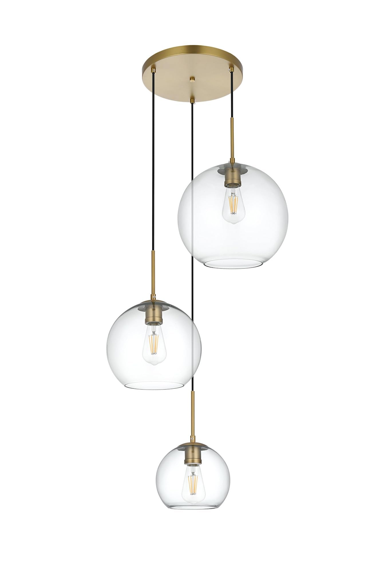 Living District Baxter 3-Light Metal Pendant in Chrome and Clear Finish