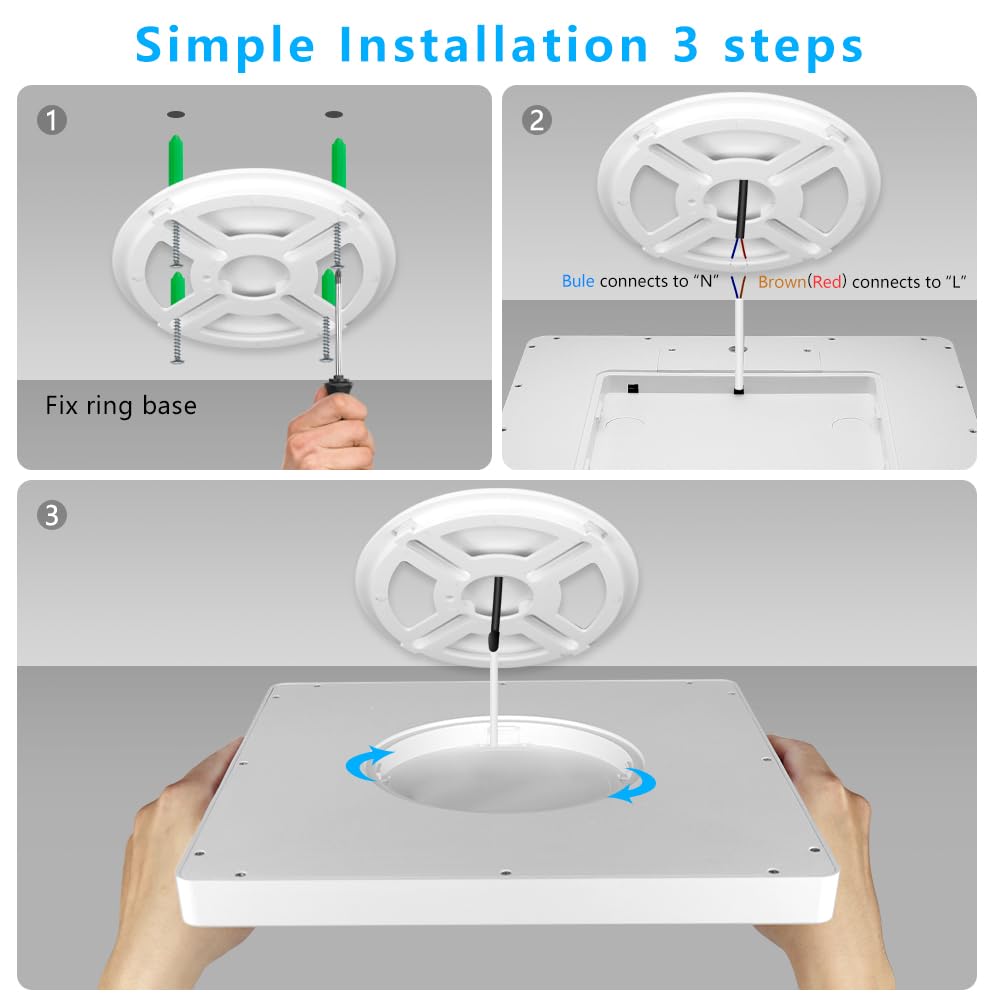 12Inch 24W Square Led Ceiling Light Fixtures Flush Mount  2800K Warm White Led Ceiling Lamp  Surface Mount Modern Ceiling Lights  Slim Flat Panel Lighting For Bedroom  Kitchen  Bathroom Etc.