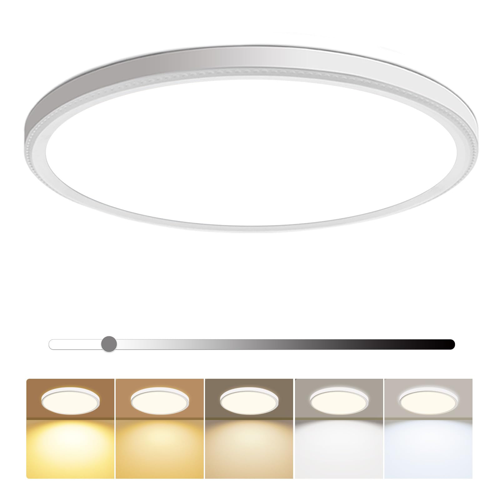 hunhun 16 Inch Dimmable LED Flush Mount Ceiling Light 4800LM Round Light Fixture 5 Color Temperature Selectable Super Slim Large