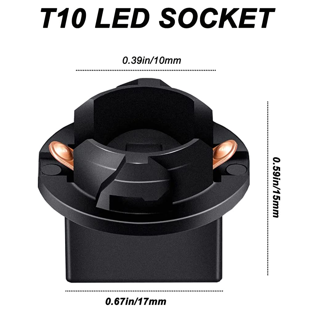 Winetis T10 194 168 Led Dash Instrument Light Bulbs Pure Red With Twist Lock Socket, Extremely Bright T10 Instrument Panel Gauge