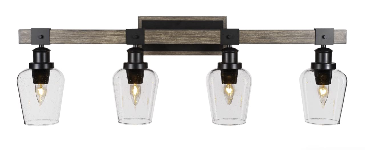 Tacoma - 4 Light Bath Bar-11.5 Inches Tall And Inches Wide-Black/Painted Wood Finish-Clear Bubble Glass Color