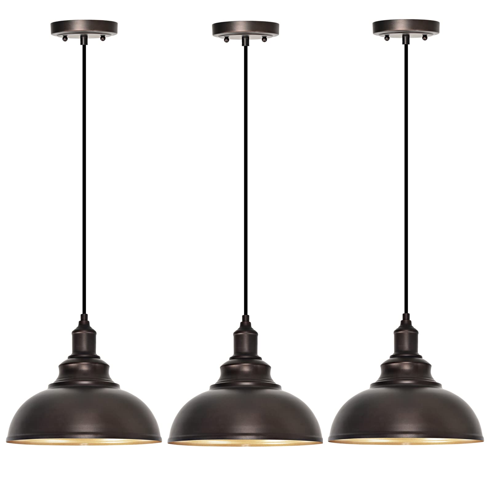 Alaislyc 3-Pack Farmhouse Pendant Light, Adjustable Industrial Hanging Lights In Oil-Rubbed Bronze