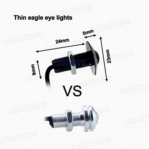 LEADTOPS Eagle Eye LED Lights, 10-pack, 12V Ultra Thin 23mm, Aluminum, Blue Kit for Car Motorcycle, Black