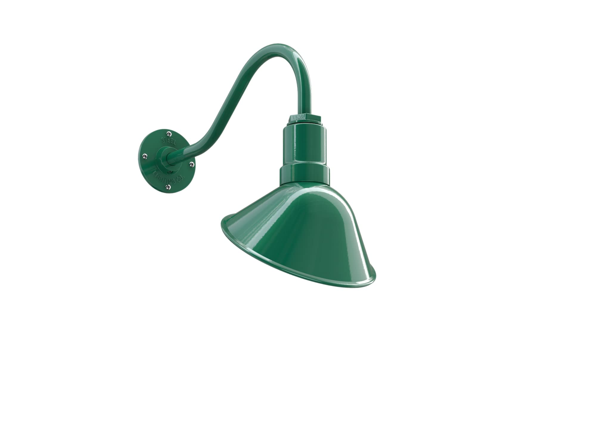 Steel Lighting Co. Venice Store Sign Light | 9in Dome | 16in Gooseneck | Green Exterior/White Interior