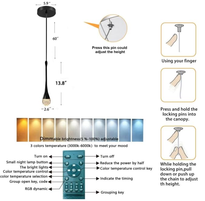 ykolupty 3-Pack Black Bubble Crystal Chandelier, Modern LED Dimmable, 3000-6000K, Model TPYP0022-3H