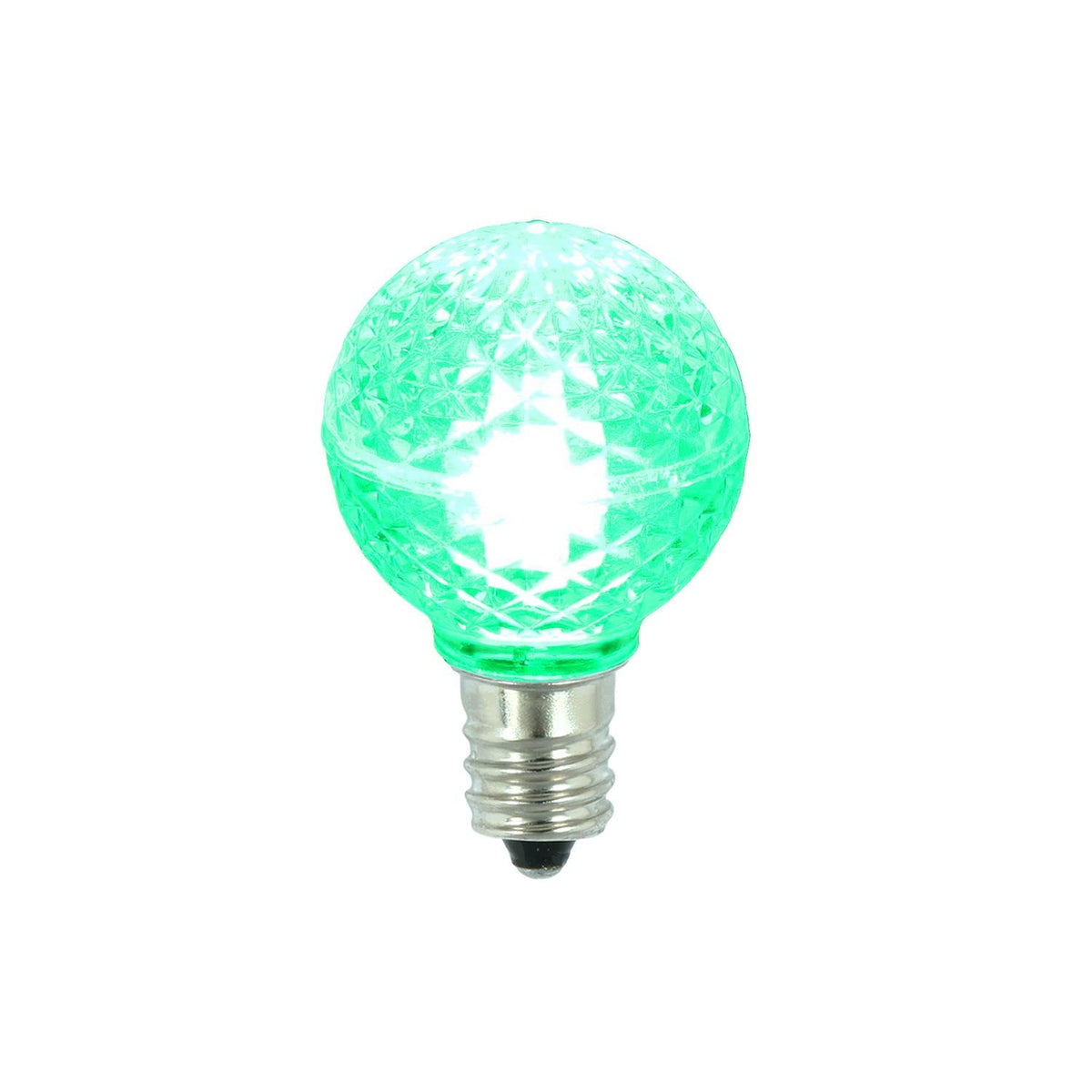 Vickerman G30 Green Led Bulb E12 Nickel Base .45W - Pack Of 25, Plastic