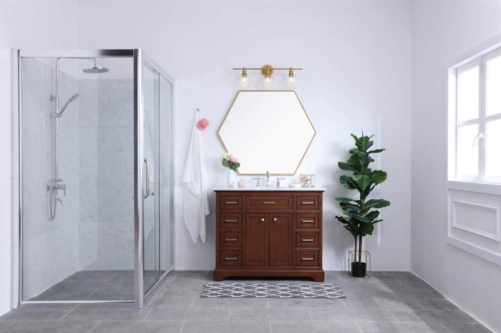 Elegant Lighting Living District Gene 3-Light Mid-Century Metal Wall Sconce in Brass and Clear