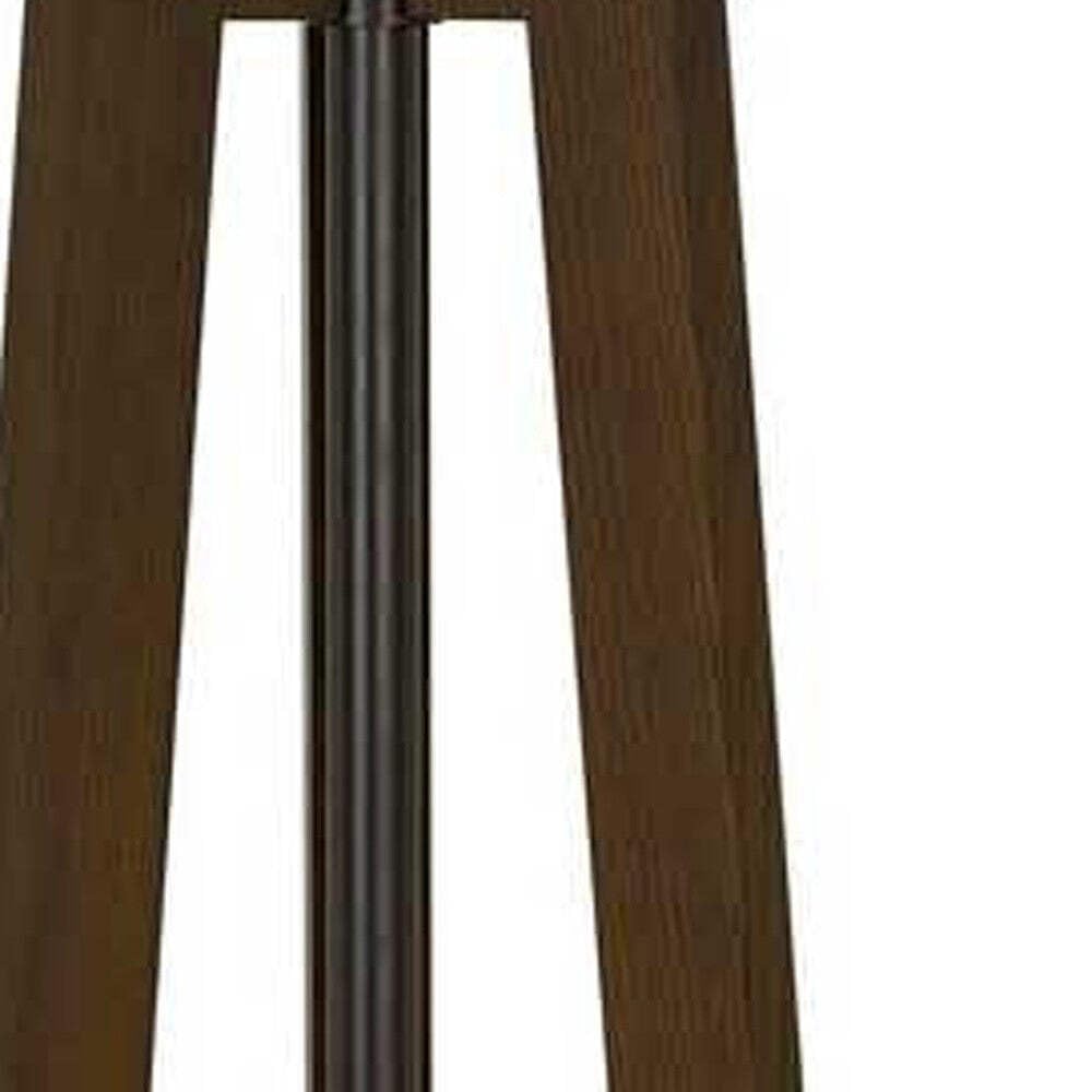HomeRoots Tripod Floor Lamp - 65 in. Brown with White Rectangle Shade