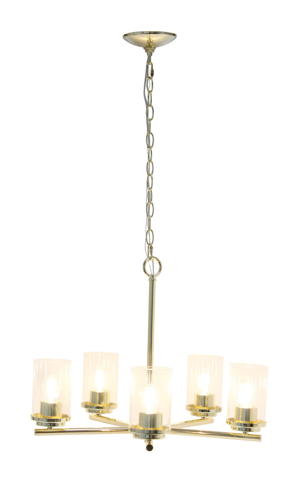 LALIA HOME 5-Light Pendant Chandelier, Clear Glass & Metal, 20.5in, Gold, Model 1270-LHP-3013-GL