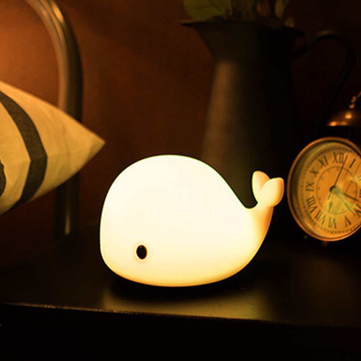 LEDHOLYT Dolphin Night Light for Kids, Silicone Bedside Lamp, Cute Nursery Design