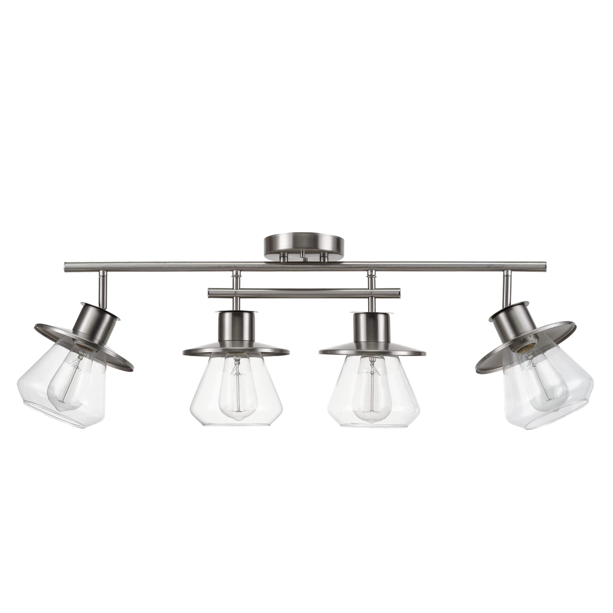 Globe Electric 57504 4-Light Track Lighting, Brushed Nickel, Metal, Clear Glass Shades