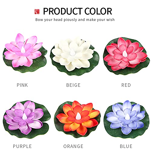 One94Store Sensor Floating Diyas, Pack of 4 - Flameless LED Lotus Tea Lights for Pool, Pond, Diwali, Ganpati, Home Decor
