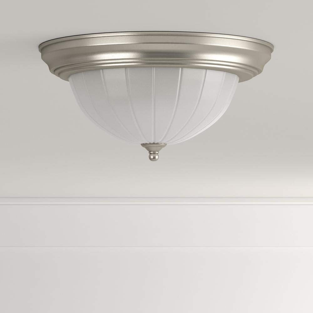 Progress Lighting P3817-09 2-Light Close-To-Ceiling With Etched Ribbed Glass, Brushed Nickel
