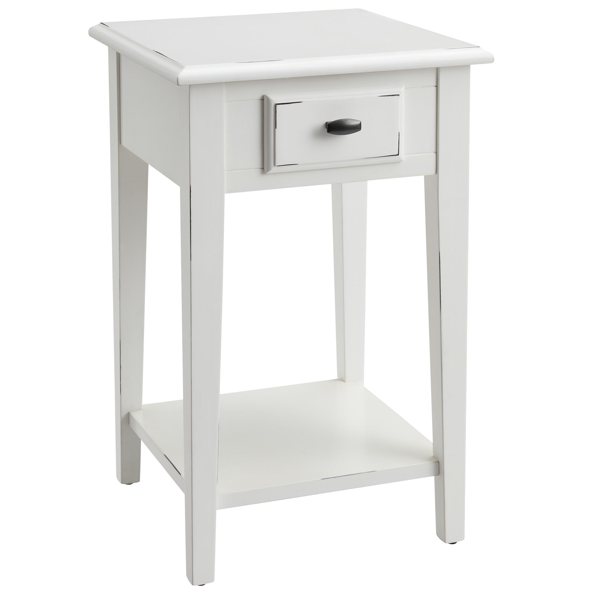 Leick Home Haven Ridge Square End Table, One Drawer Side Table, Farmhouse White, 214379