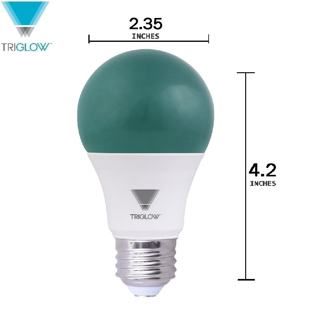 Triglow Green Led A19 Light Bulb, 9W (60W Equivalent) Green Light Bulbs 2-Pack