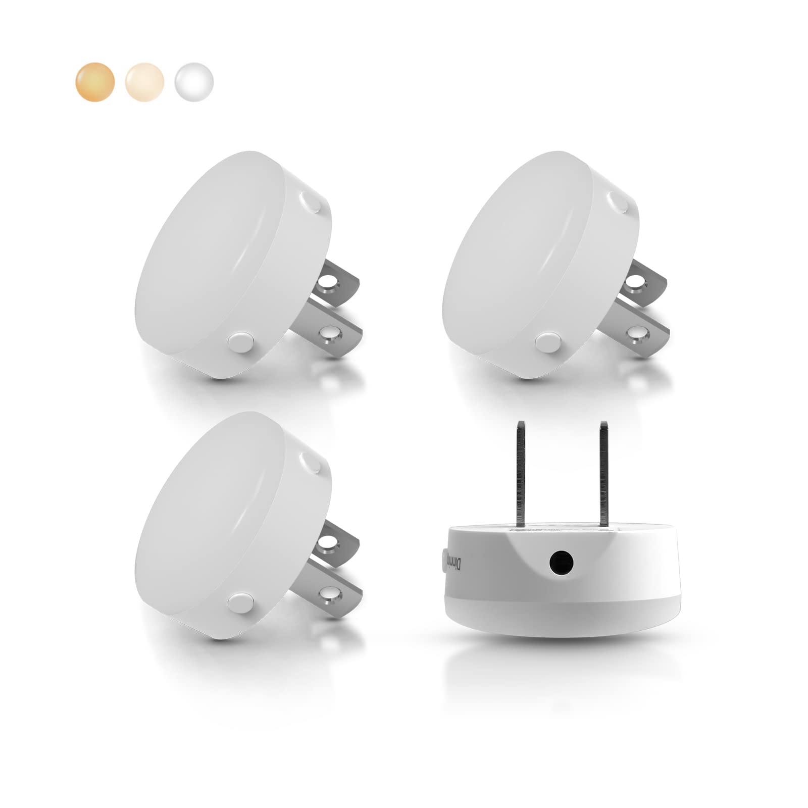4Pack Night Light Plug into Wall, LED Dimmable Nightlights Lamp with Dusk to Dawn Sensor Automatic On and Off, 3 Color Temperatu
