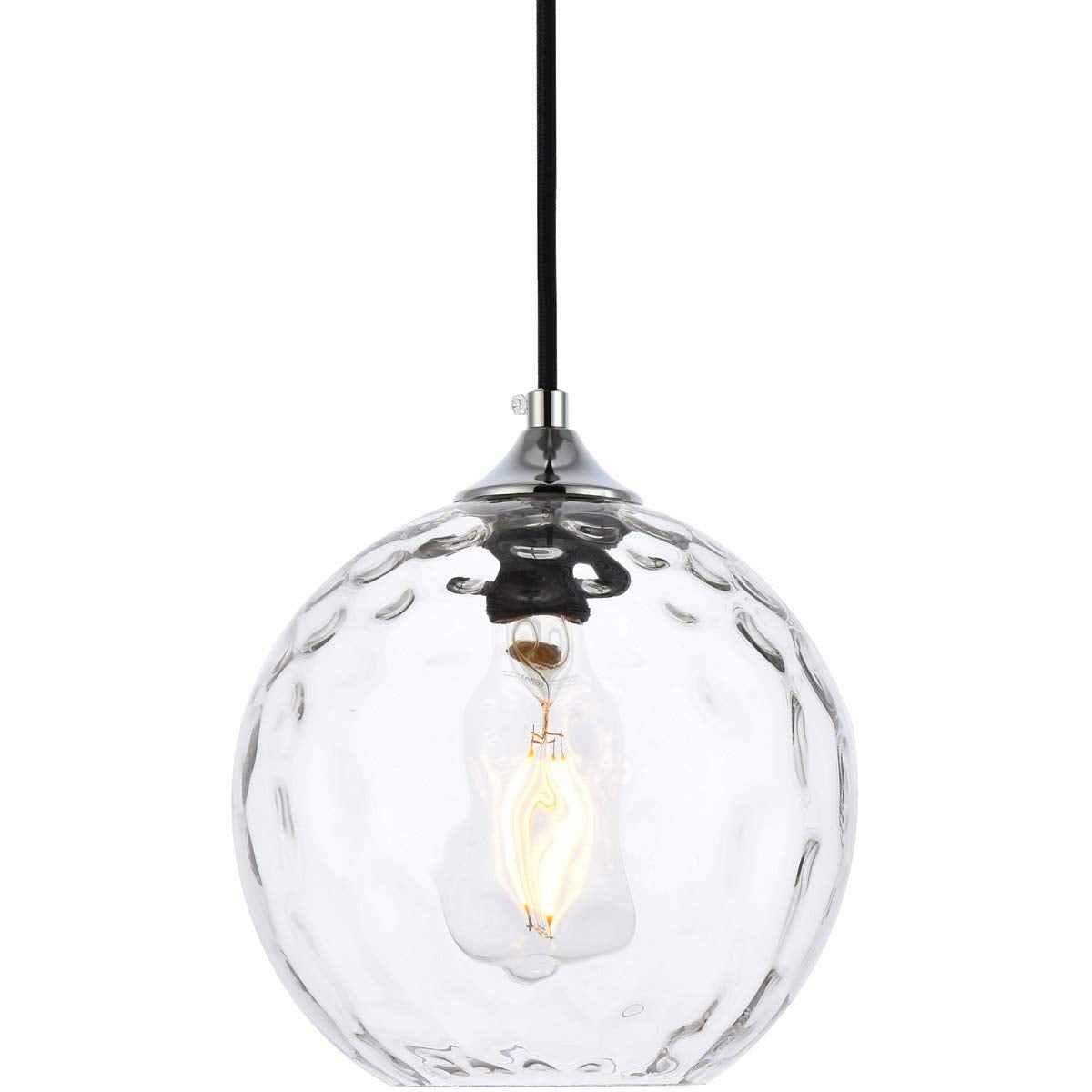 Living District Cashel 1-Light Mid-Century Metal Pendant in Chrome/Clear Finish