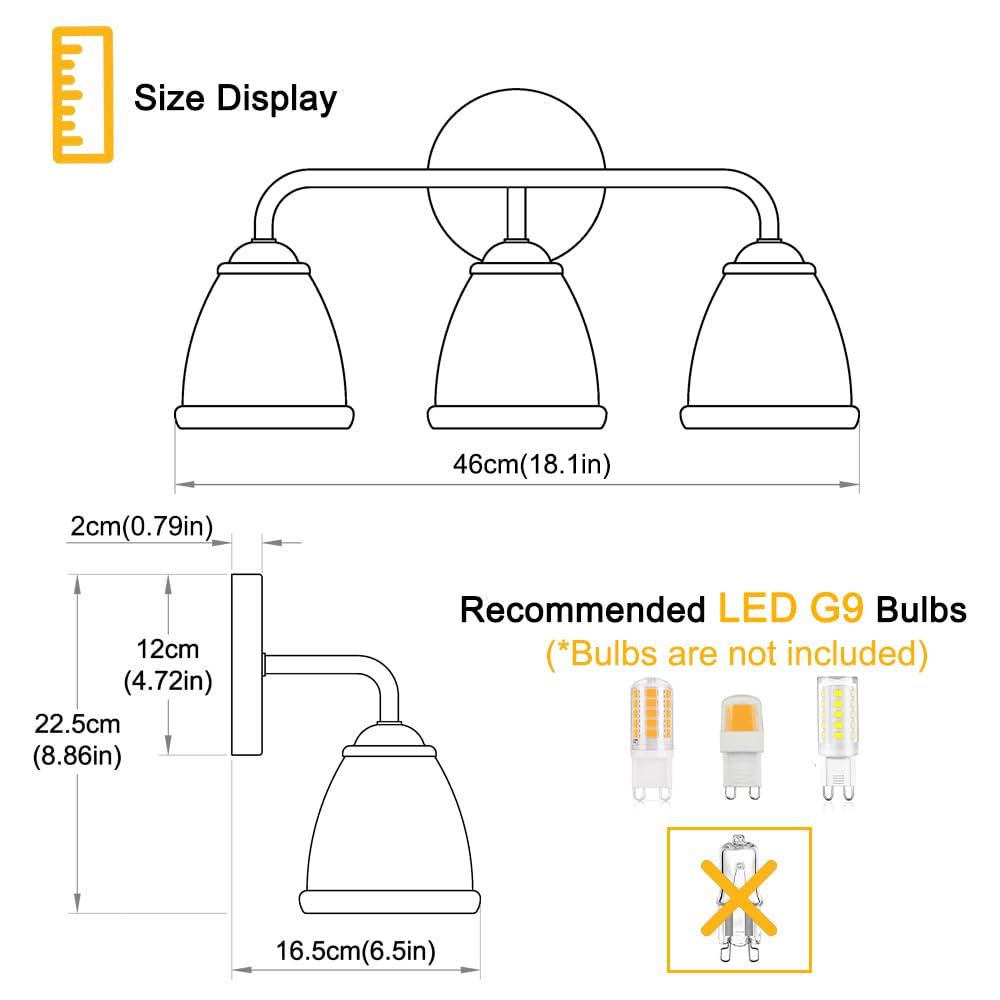 Vintage 3 Light Vanity Light, Black And Gold Bathroom Vanity Light Fixtures, Bathroom Light Fixtures With Glass Shade, Antique Vanity Light Fixtures Over Mirror, Wall Sconce For Bedroom, Living Room