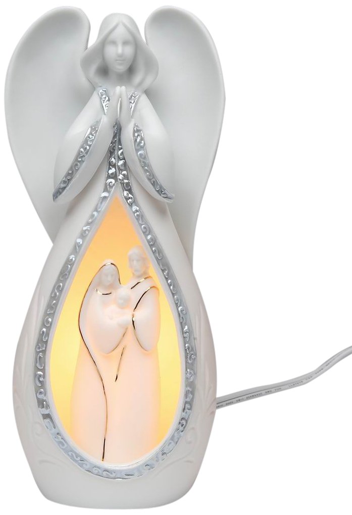Appletree Design Angel Night Light, 11.75&quot; Porcelain Nativity With Bulb, White