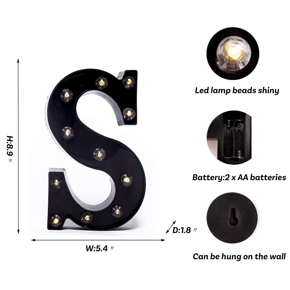 Foaky Black Led Marquee Number Lights Sign Light Up Marquee Number Lights Sign For Night Light Wedding Birthday Party Battery Powered Christmas Lamp Home Bar Decoration