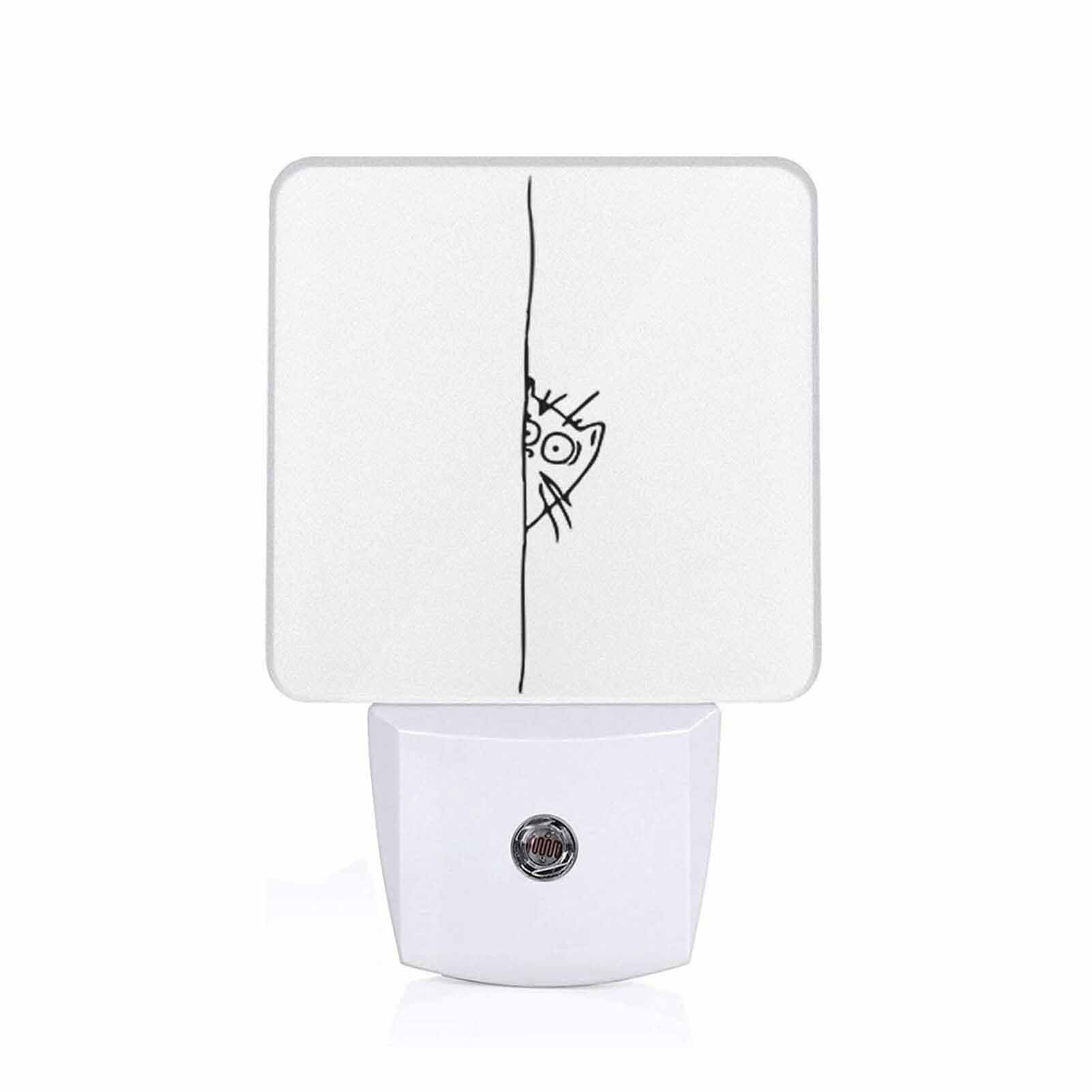 Chrobak LED Night Light with Dusk to Dawn Sensor, Cat Peeking Design, Energy Efficient, Model WML-Night-Light-231023-129, White