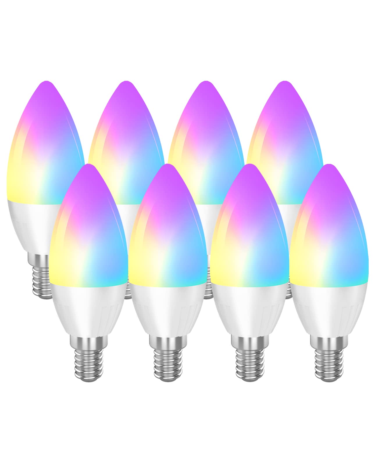 Cmars Smart E12 Led Bulbs, Dimmable Rgb Color Changing, Works With Alexa & Google Home, 8 Pack