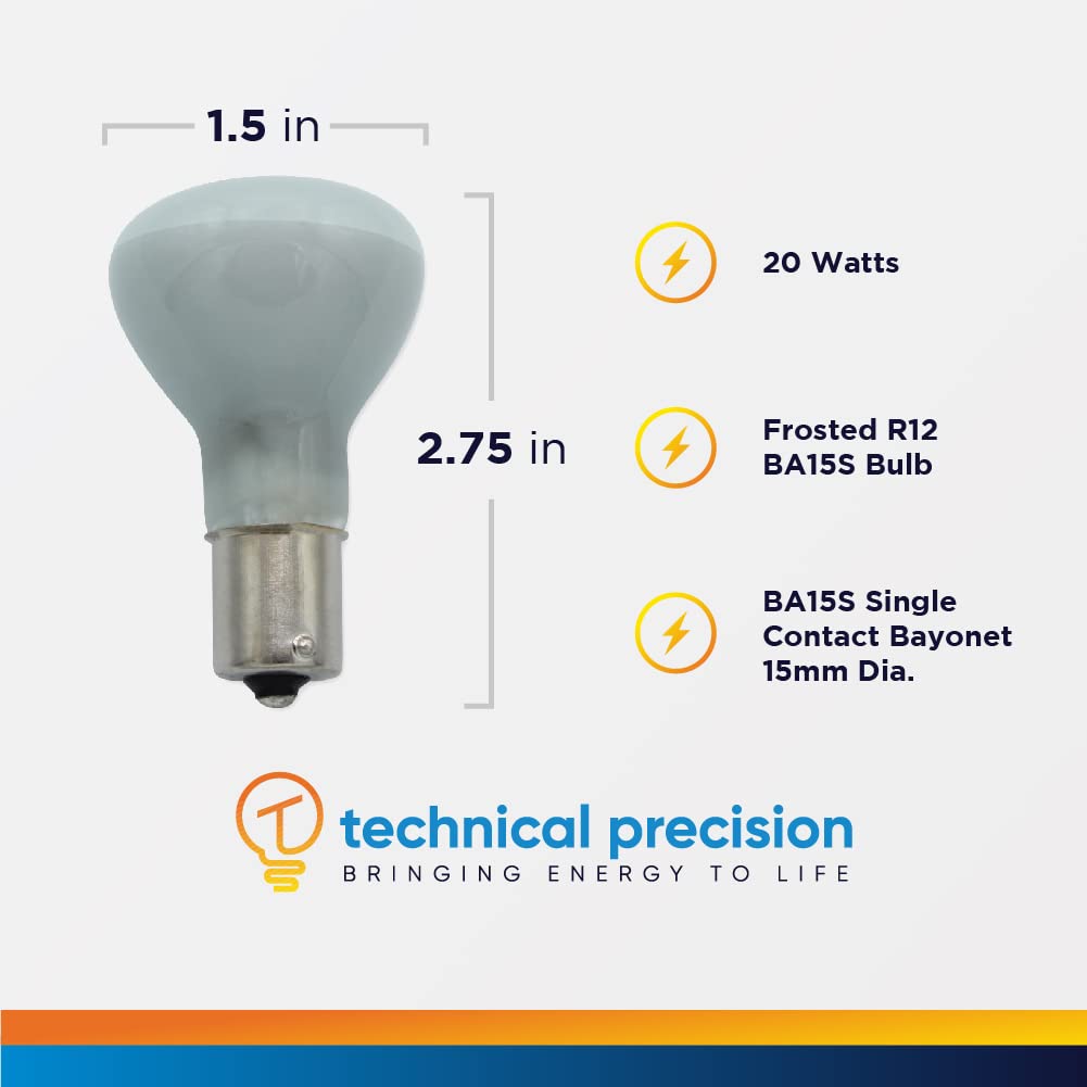 13V Rv Light 1383 Bulb By Technical Precision - 20W Frosted R12 Ba15S Bulb Single Contact Bayonet Base For Automotive, Elevator,